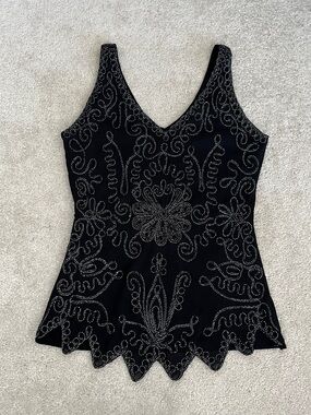 Vintage Pretty Angel Metallic Tinsel Embroidered Top